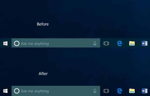 Trước và sau khi làm trong suốt thanh taskbar